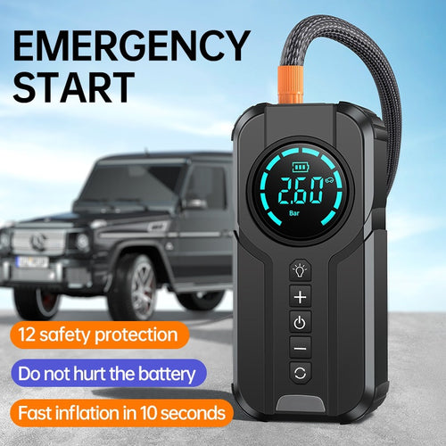 Car Emergency Jump Starter with Power Bank and Air Compressor